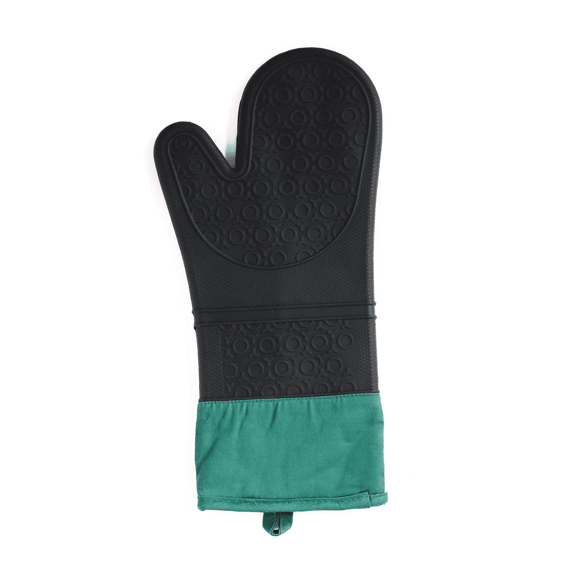 Silicone baker's oven mitt for handling hot trays and Dutch ovens